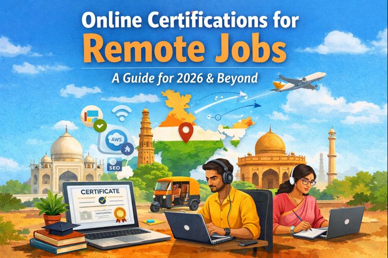 feature image for an guide on how to approach online certifications for remote jobs in 2026